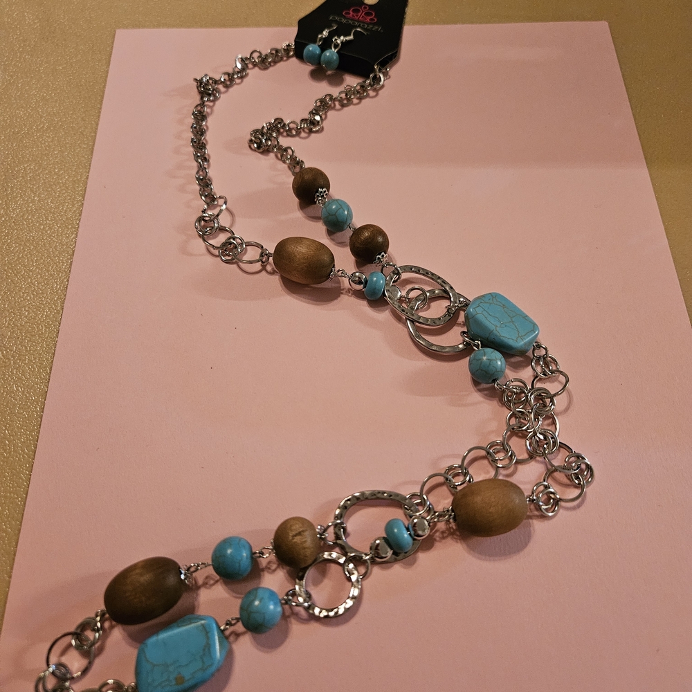 Silver and Turquoise Beaded Necklace